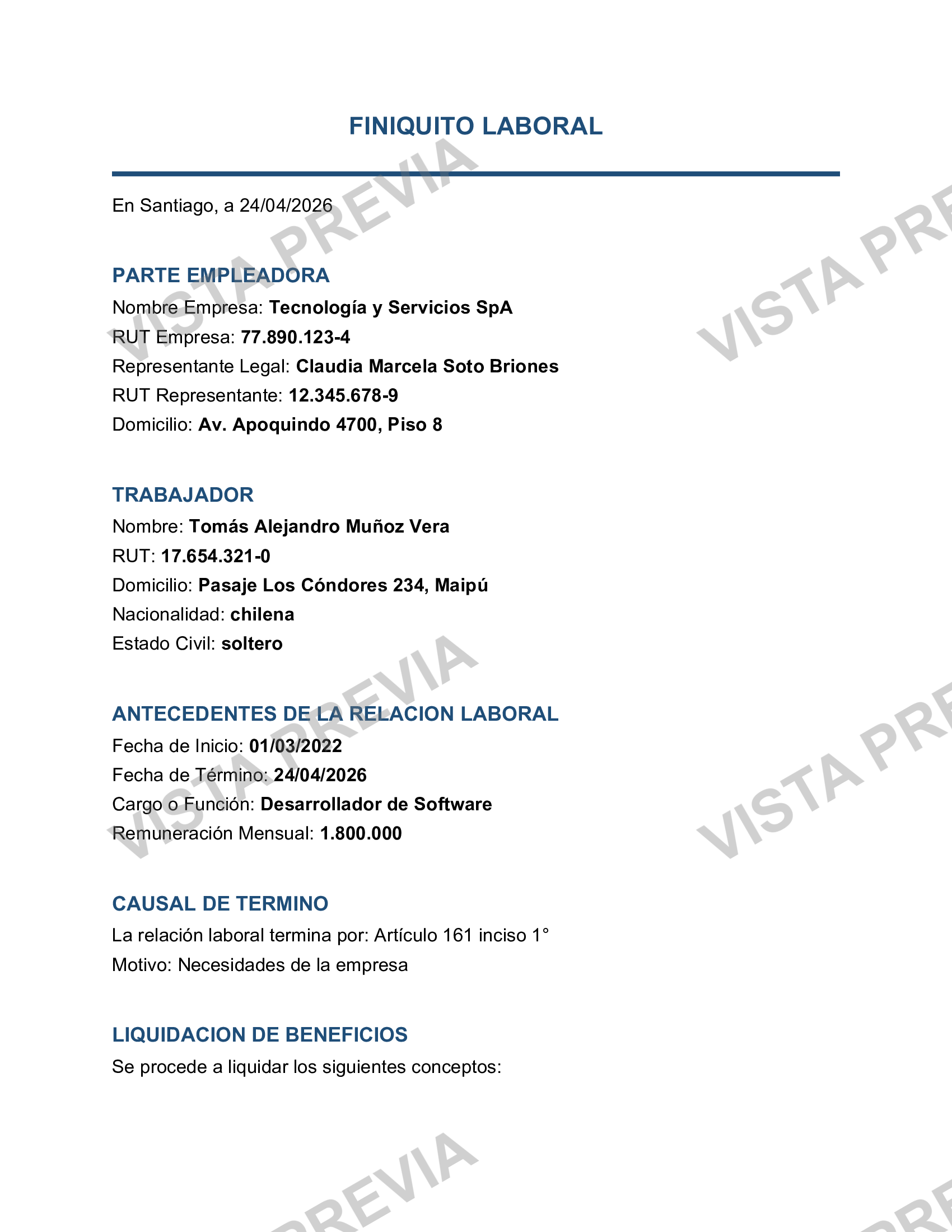 Finiquito Laboral
